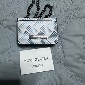 Kurt Geiger Blue and White Clutch with Chain Strap